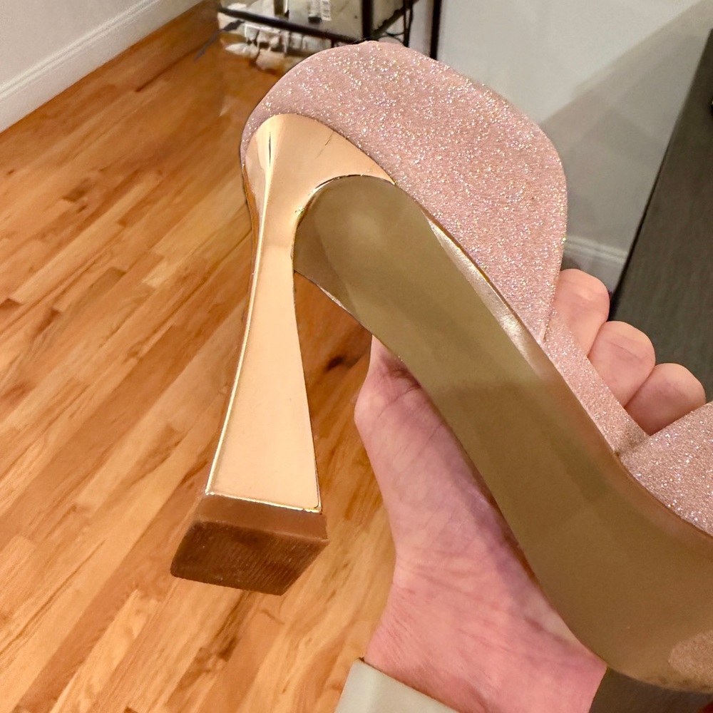 Betsey Johnson Glitter Heels with Bow - Champagne Blush 🥂 - Picture 7 of 11